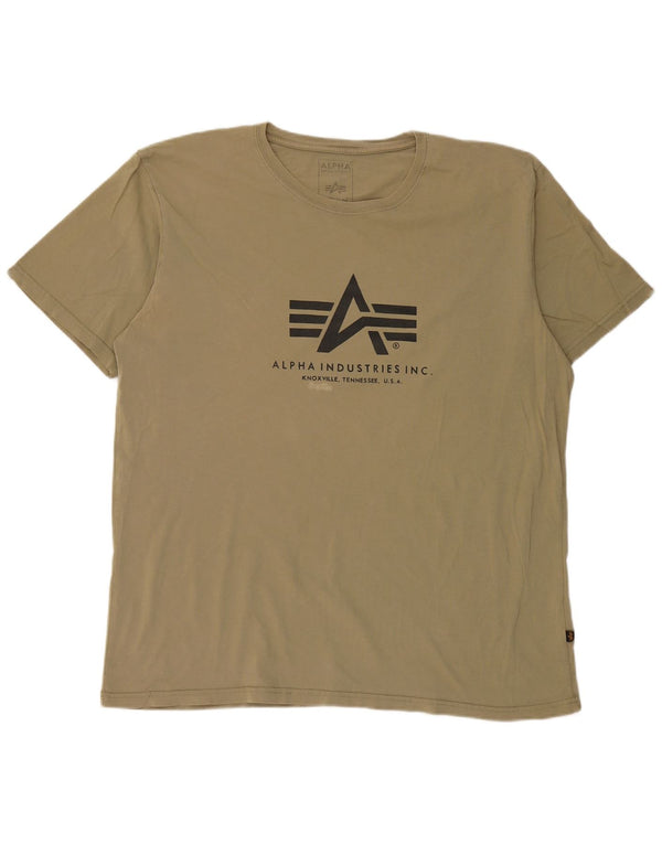 Alpha Industries Mens Graphic T-Shirt Top 4XL Khaki Cotton