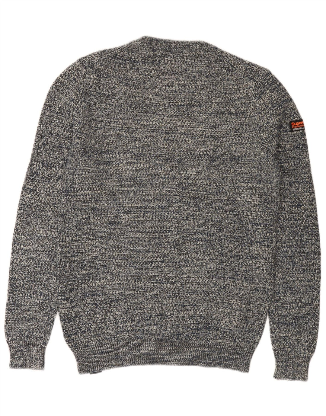SUPERDRY Mens Crew Neck Jumper Sweater Small Navy Blue Flecked Cotton