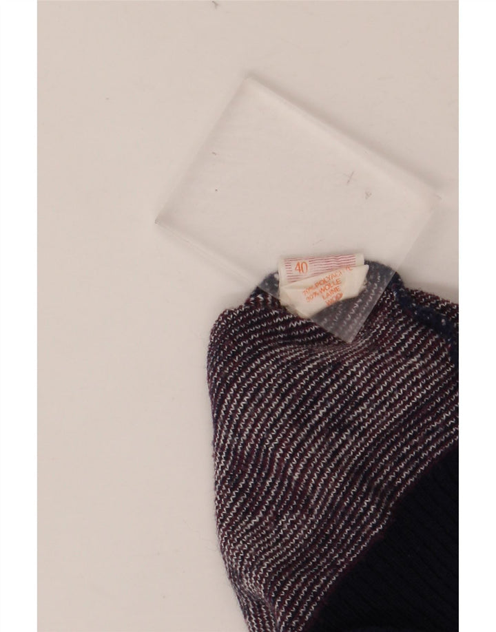 VINTAGE Mens Crew Neck Jumper Sweater UK 40 Medium Burgundy Fair Isle