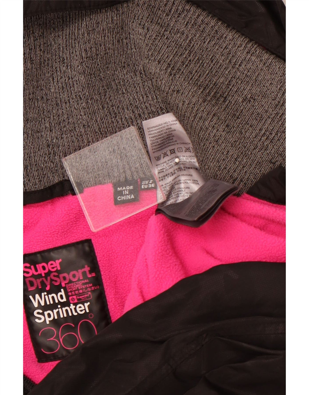 SUPERDRY Womens Graphic Hooded Anorak Jacket UK 8 Small  Black Nylon