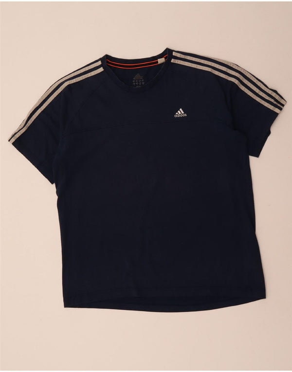 ADIDAS Mens Climalite T-Shirt Top Large Navy Blue Cotton