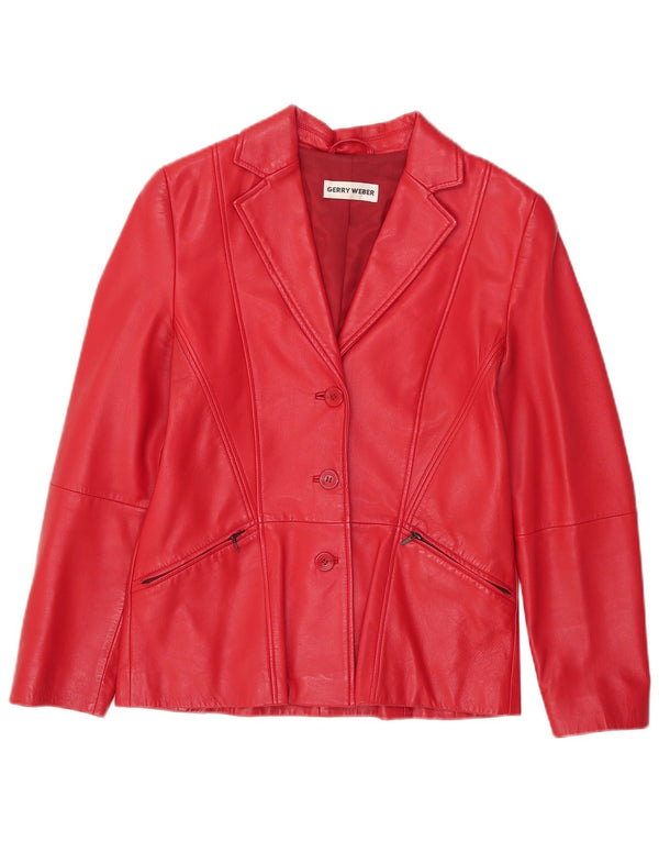 Gerry Weber Womens Leather Jacket UK 12 Medium Red Leather