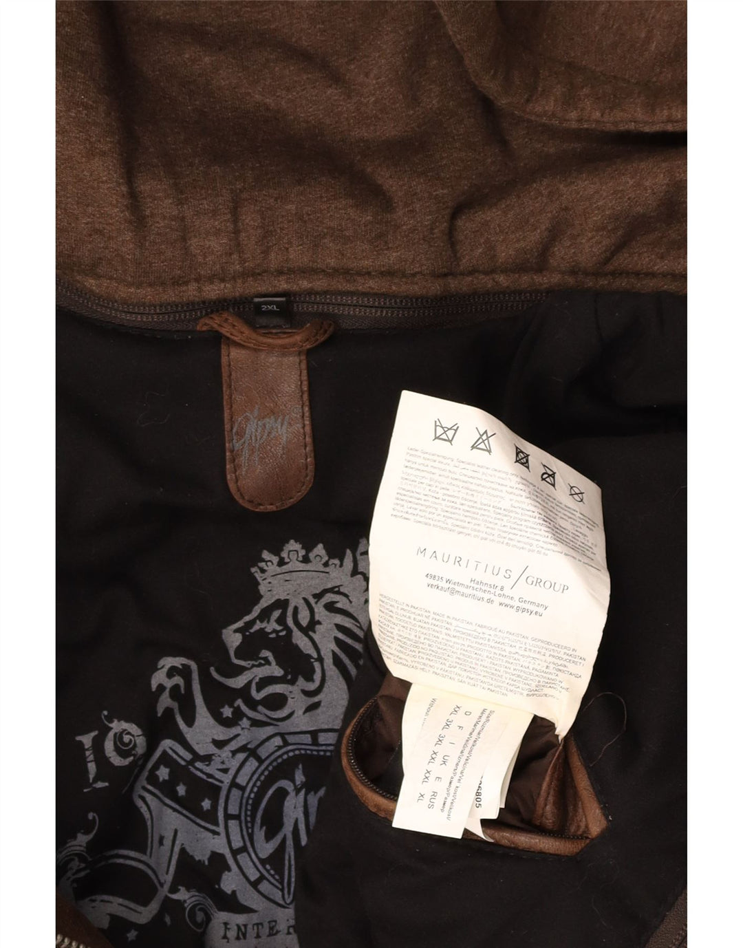 GIPSY Womens Oversized Hooded Leather Jacket UK 20 2XL Brown Leather