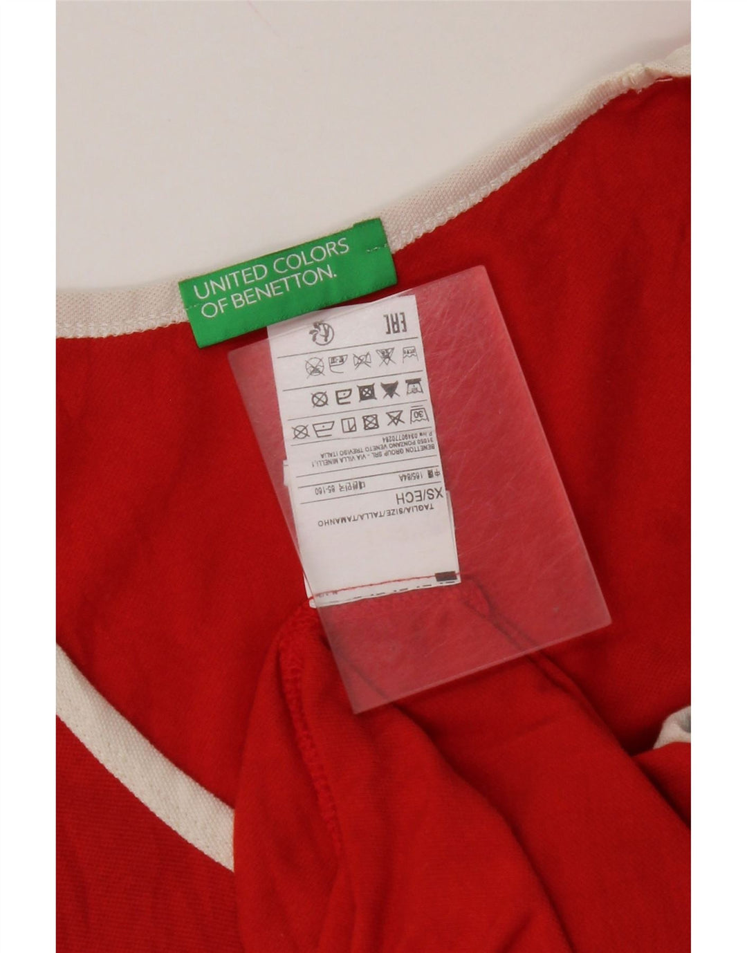 BENETTON Mens Graphic Vest Top XS Red Colourblock Cotton