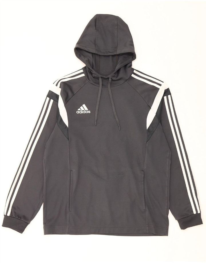 ADIDAS Mens Hoodie Jumper Medium Grey Colourblock
