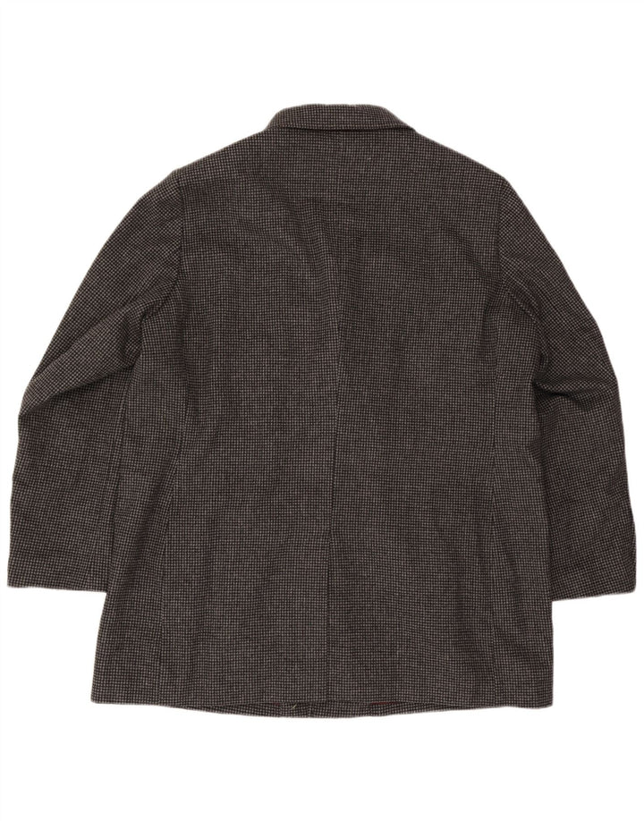 Marks & Spencer Mens Overcoat UK 46 3XL Grey Houndstooth Polyester