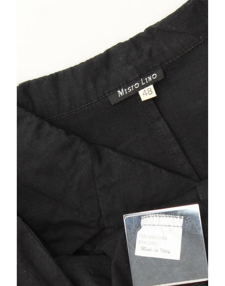 VINTAGE Womens 3 Button Short Sleeve Blazer Jacket IT 48 XL Black Viscose Vintage Vintage and Second-Hand Vintage from Messina Hembry 