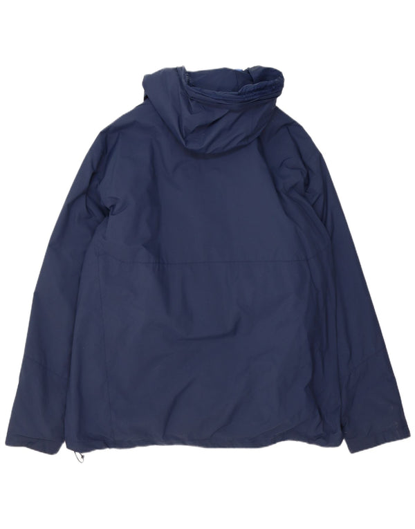 Columbia Mens Omni-Tech Hooded Windbreaker Jacket UK 44 2XL Navy Blue Nylon
