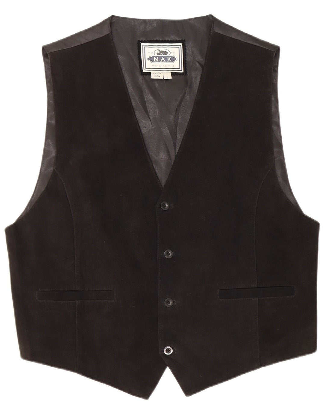 Vintage Mens Leather Waistcoat Large Black