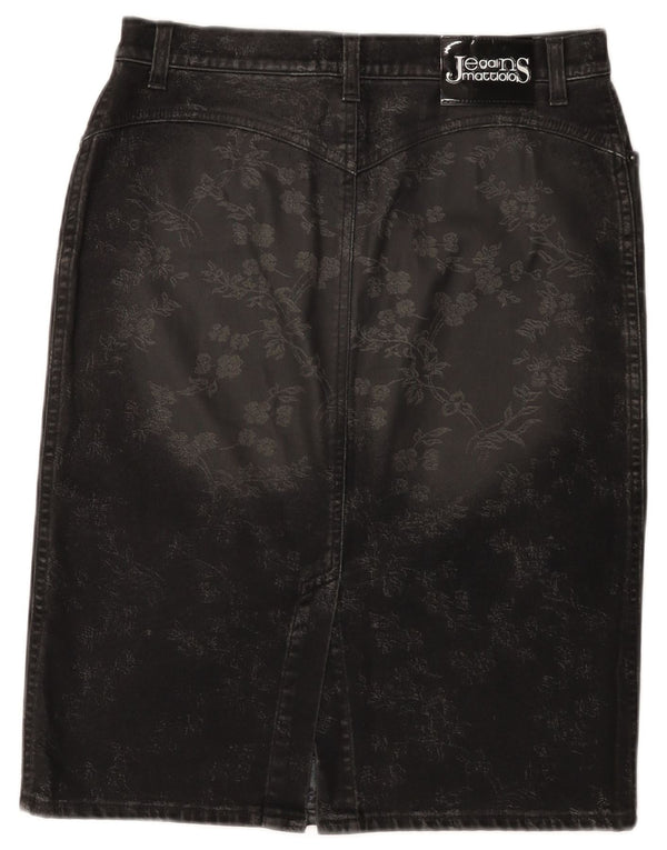 Jegains Mattiolo Womens Denim Skirt W31 Medium Black Floral Cotton