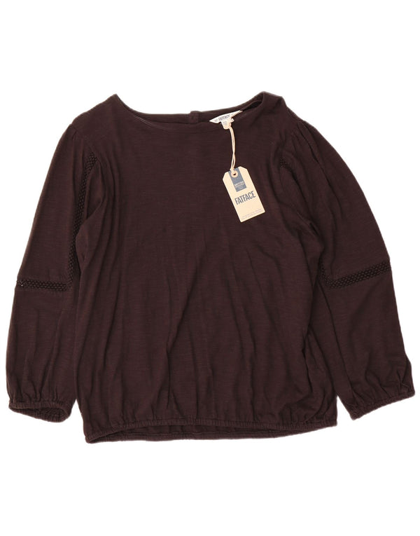 Fat Face Womens Long Sleeve Blouse Top UK 14 Large Brown Cotton