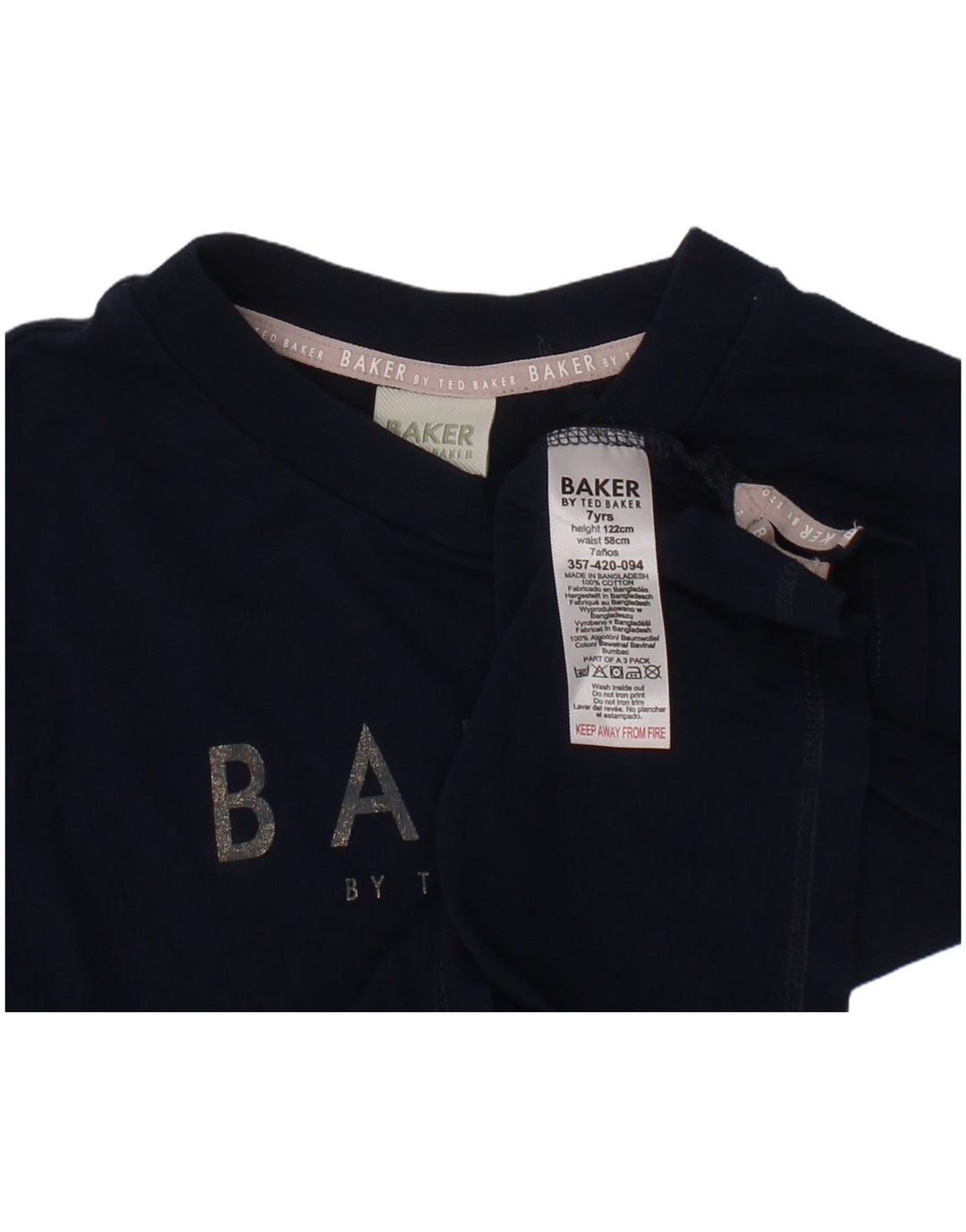 TED BAKER Girls Graphic T-Shirt Top 6-7 Years Navy Blue Cotton
