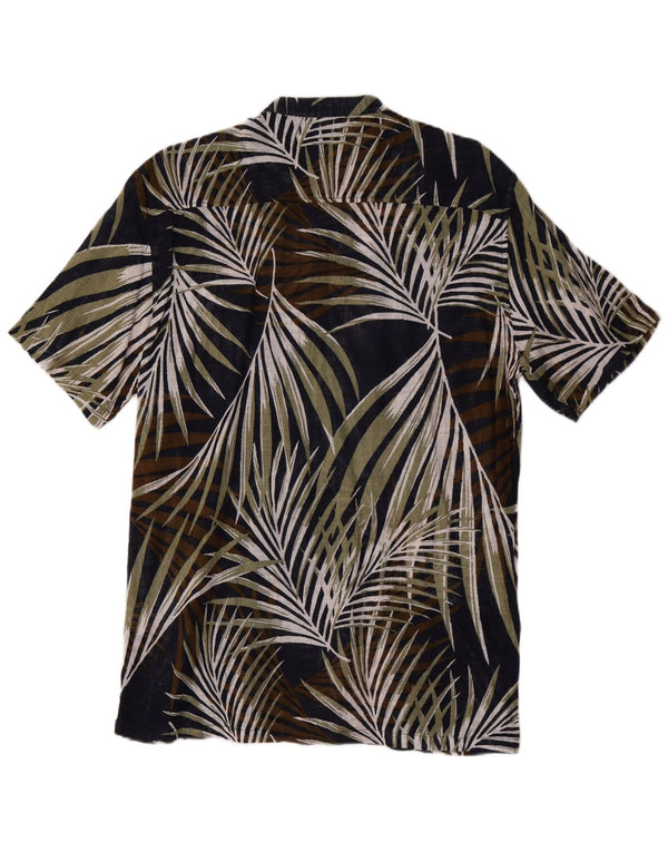 PIAZZA ITALIA Mens Short Sleeve Shirt Large Navy Blue Floral