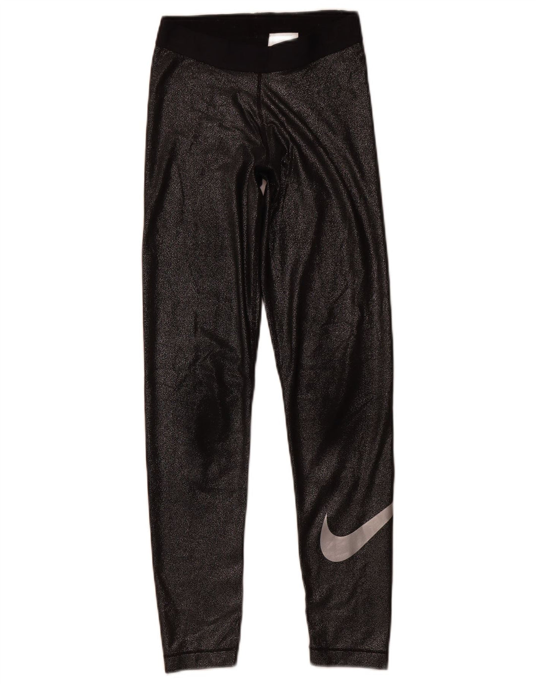 NIKE Womens Dri Fit Graphic Leggings UK 8 Small Black Polyester