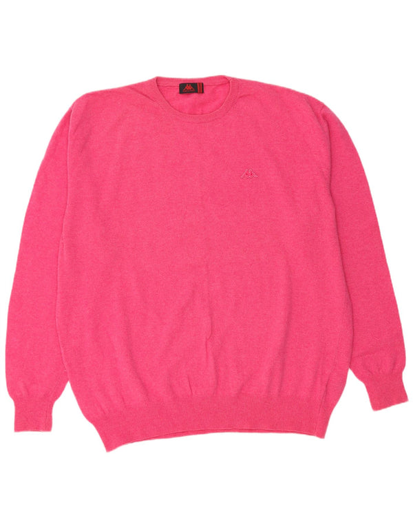 KAPPA Womens Crew Neck Jumper Sweater UK 22 3XL Pink Lambswool