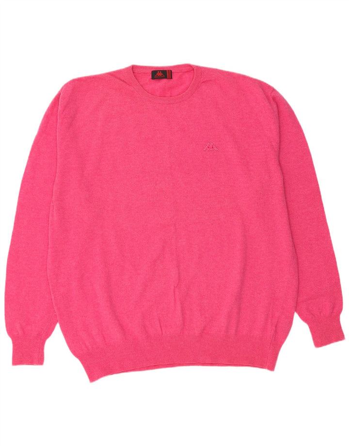KAPPA Womens Crew Neck Jumper Sweater UK 22 3XL Pink Lambswool