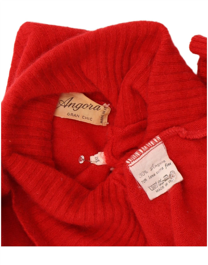 Vintage Womens Shawl Neck Jumper Sweater UK 12 Medium Red Wool