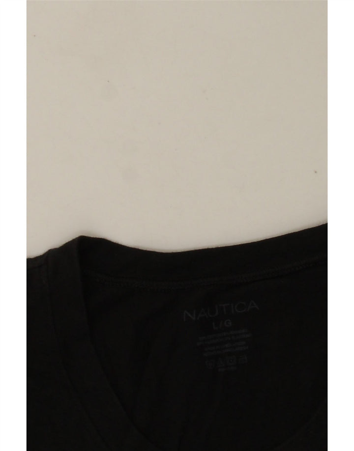 NAUTICA Mens T-Shirt Top Large Black Cotton