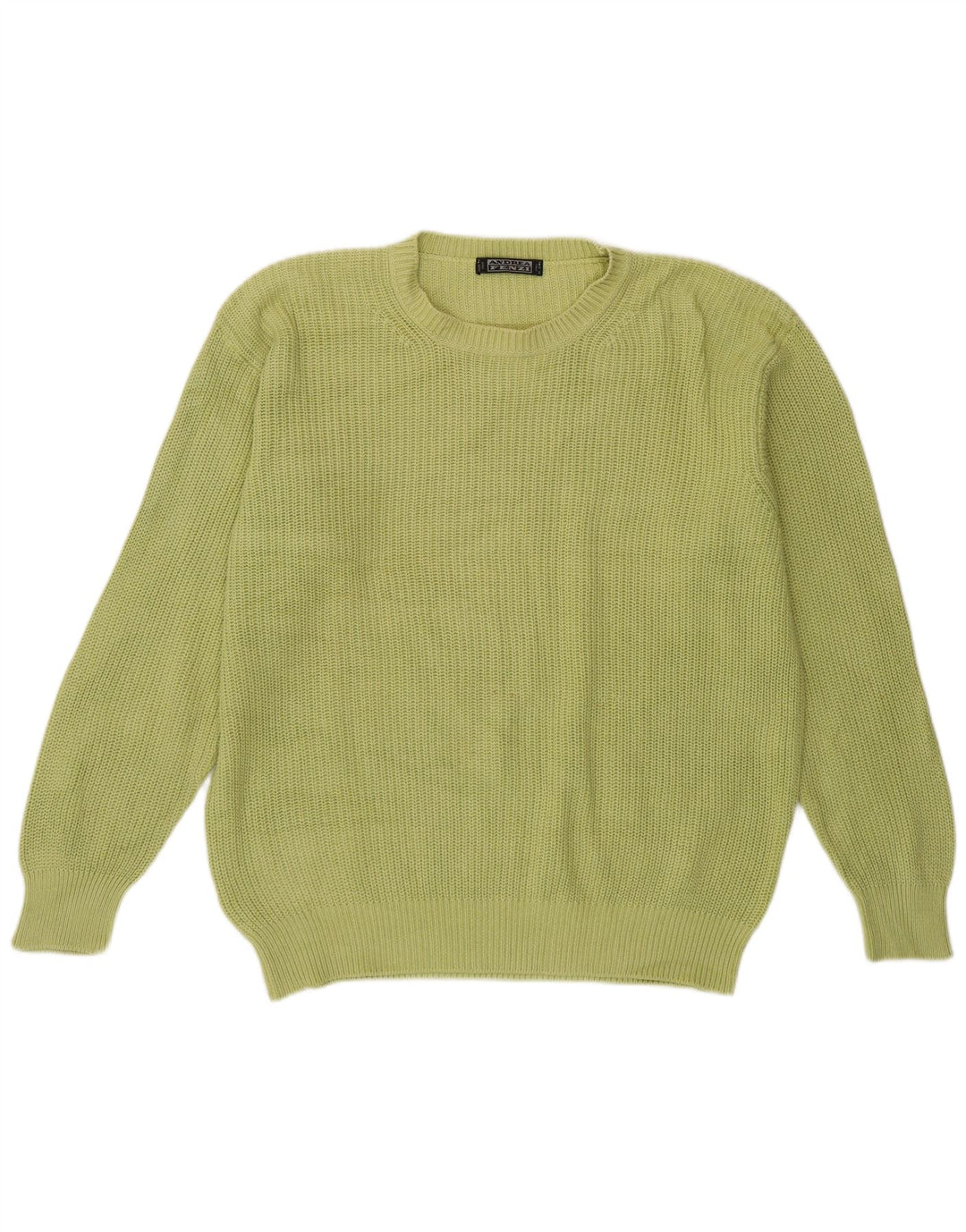 Andrea Fenzi Mens Crew Neck Jumper Sweater Medium Green