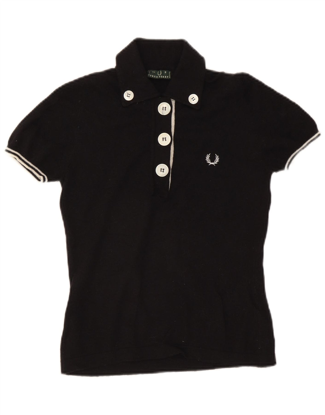 FRED PERRY Womens Polo Shirt UK 10 Small Black