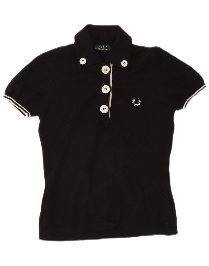 FRED PERRY Womens Polo Shirt UK 10 Small Black