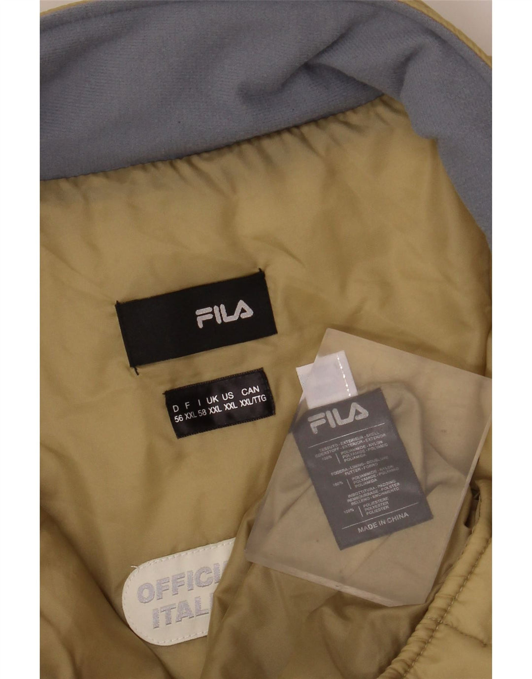 FILA Mens Padded Jacket UK 44 2XL Beige Polyamide