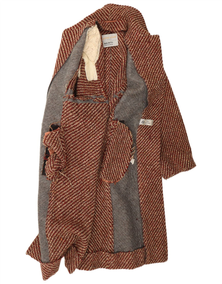 AQUASCUTUM Womens Overcoat UK 12 Medium Red Flecked New Wool Classic