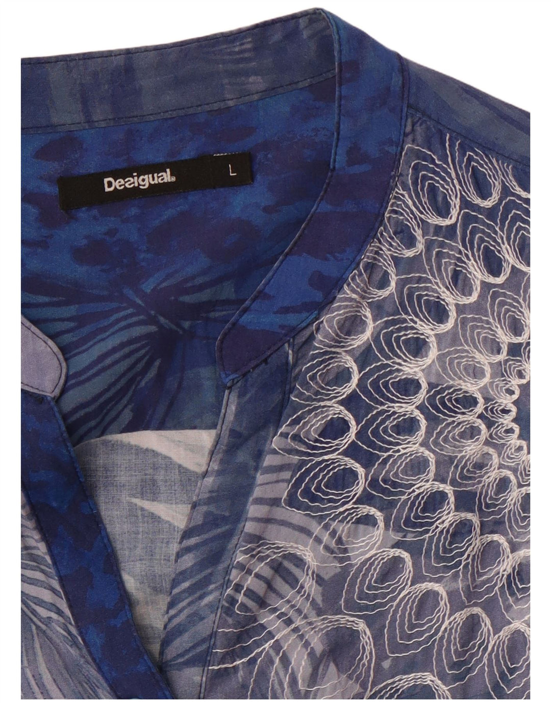 DESIGUAL Womens Shirt Blouse UK 14 Large Blue Floral