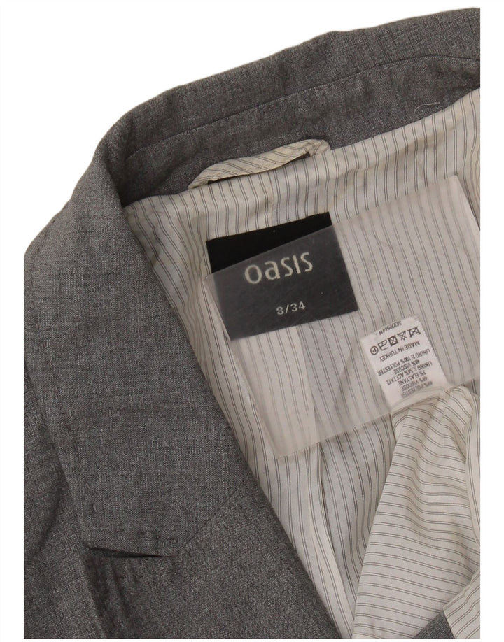 OASIS Womens Crop 1 Button Blazer Jacket UK 8 Small Grey Polyester