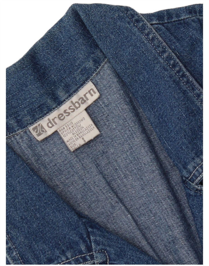 DRESS BARN Womens Short Sleeve Denim Shirt US 8 Medium Blue Cotton