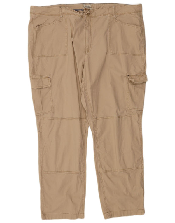L.L.BEAN Womens Straight Cargo Trousers US 22 3XL W44 L30 Beige Cotton