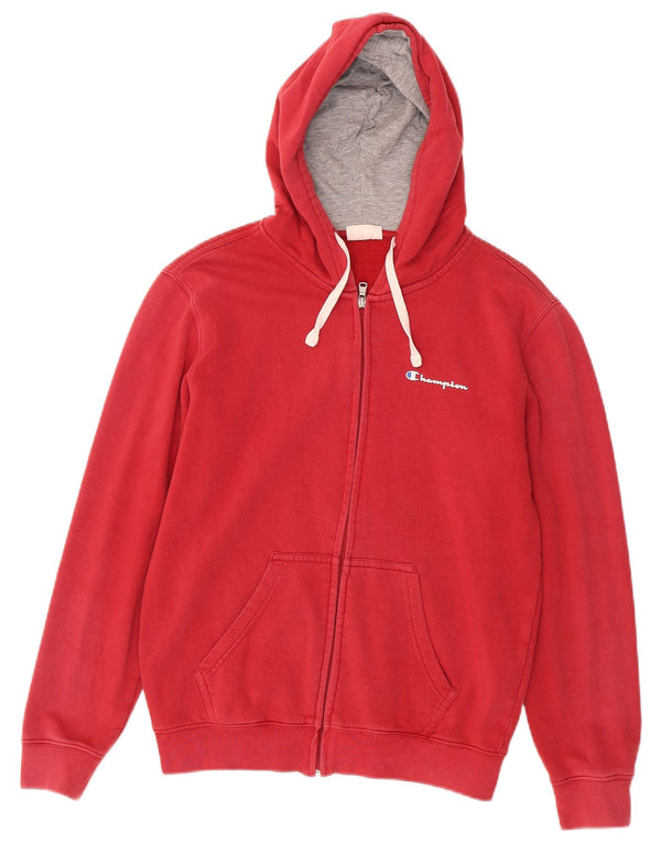 CHAMPION Mens Zip Hoodie Sweater Small Red Cotton