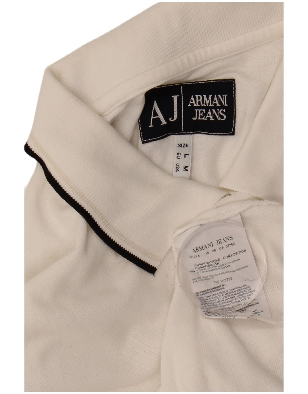 ARMANI JEANS Mens Polo Shirt Medium White Cotton