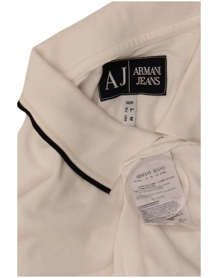ARMANI JEANS Mens Polo Shirt Medium White Cotton