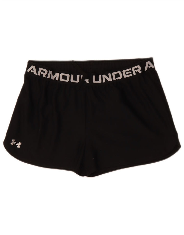 UNDER ARMOUR Girls Graphic Sport Shorts 13-14 Years XL Black Polyester
