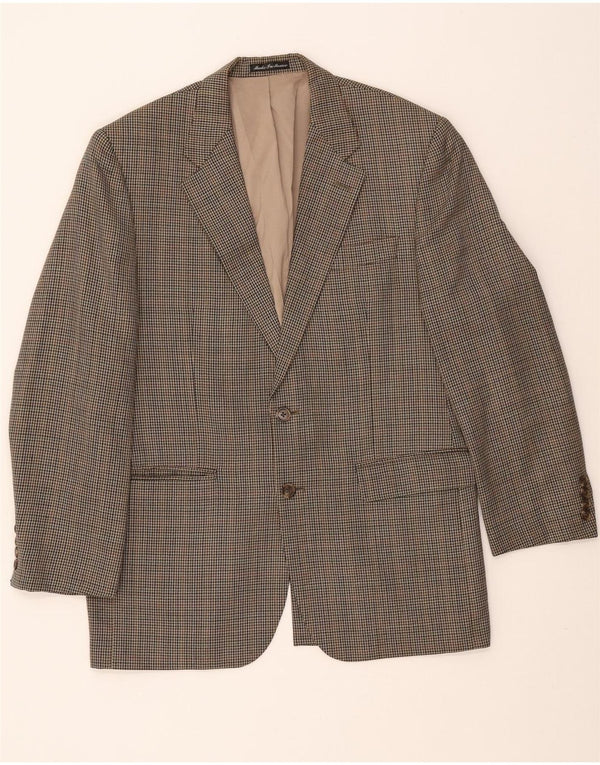 Ralph Lauren Mens Blazer Jacket UK 40 Medium Beige Houndstooth Wool