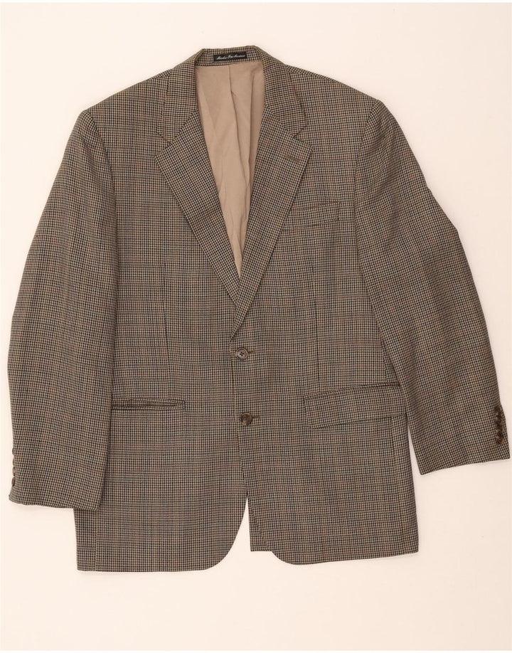 Ralph Lauren Mens Blazer Jacket UK 40 Medium Beige Houndstooth Wool