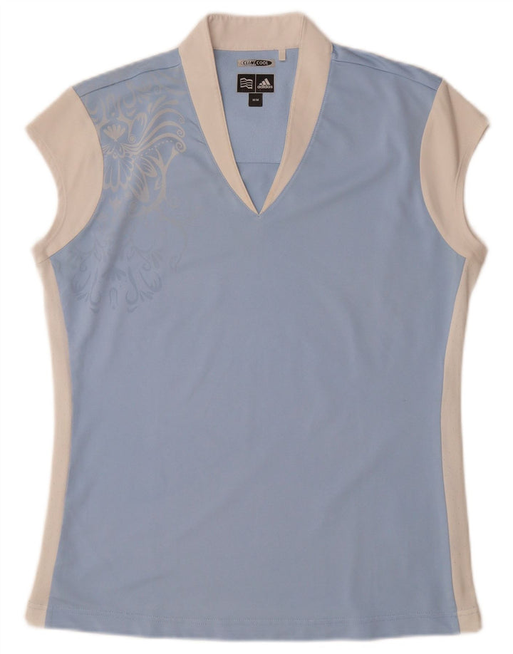 ADIDAS Womens Climacool T-Shirt Top UK 14 Medium Blue Colourblock