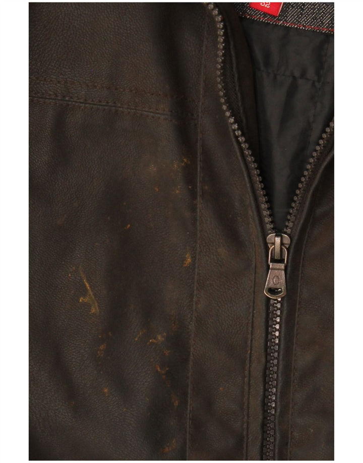 CANSON Mens Faux Leather Jacket EU 52 XL Brown Polyethylene