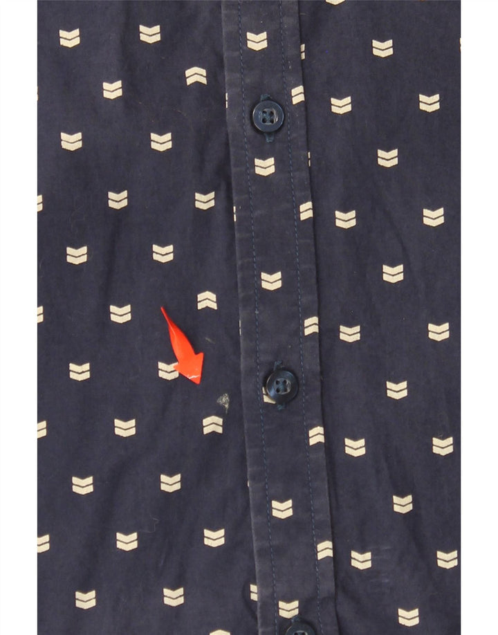 BILLABONG Mens Slim Fit Short Sleeve Shirt Medium Navy Blue Spotted Cotton