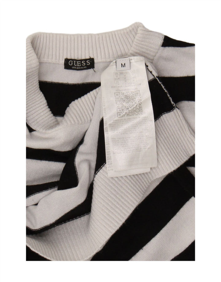 Guess Womens Graphic Crew Neck Jumper Sweater UK 12 Medium White Viscose