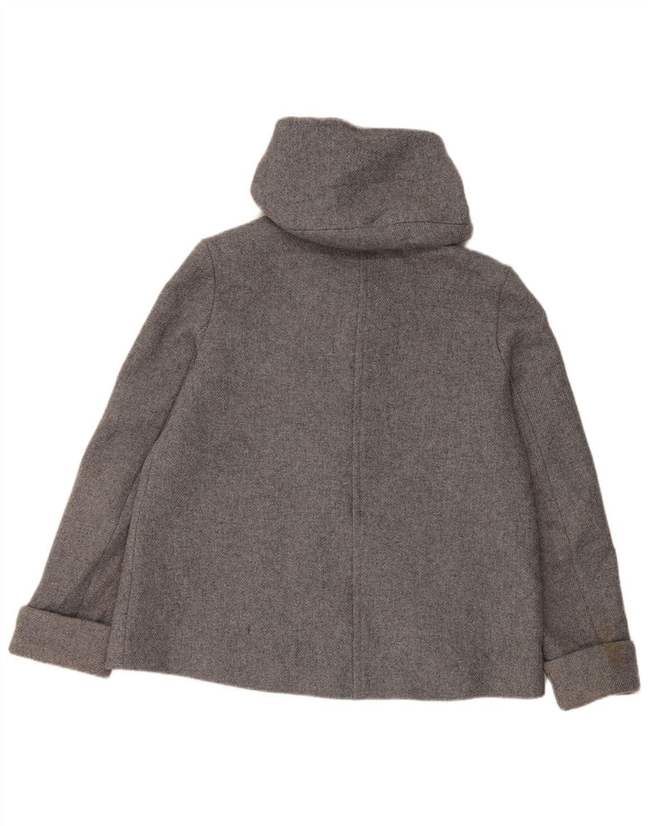 Zara Womens Hooded Bomber Jacket UK 14 Medium Grey Wool