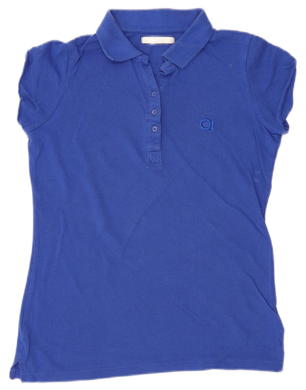Gaudi Womens Polo Shirt UK 6 XS Blue Cotton