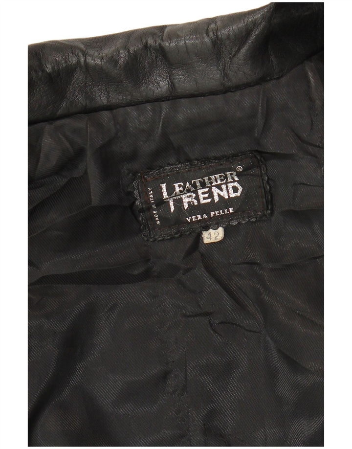 VINTAGE Womens Leather Jacket IT 42 Medium Black Leather