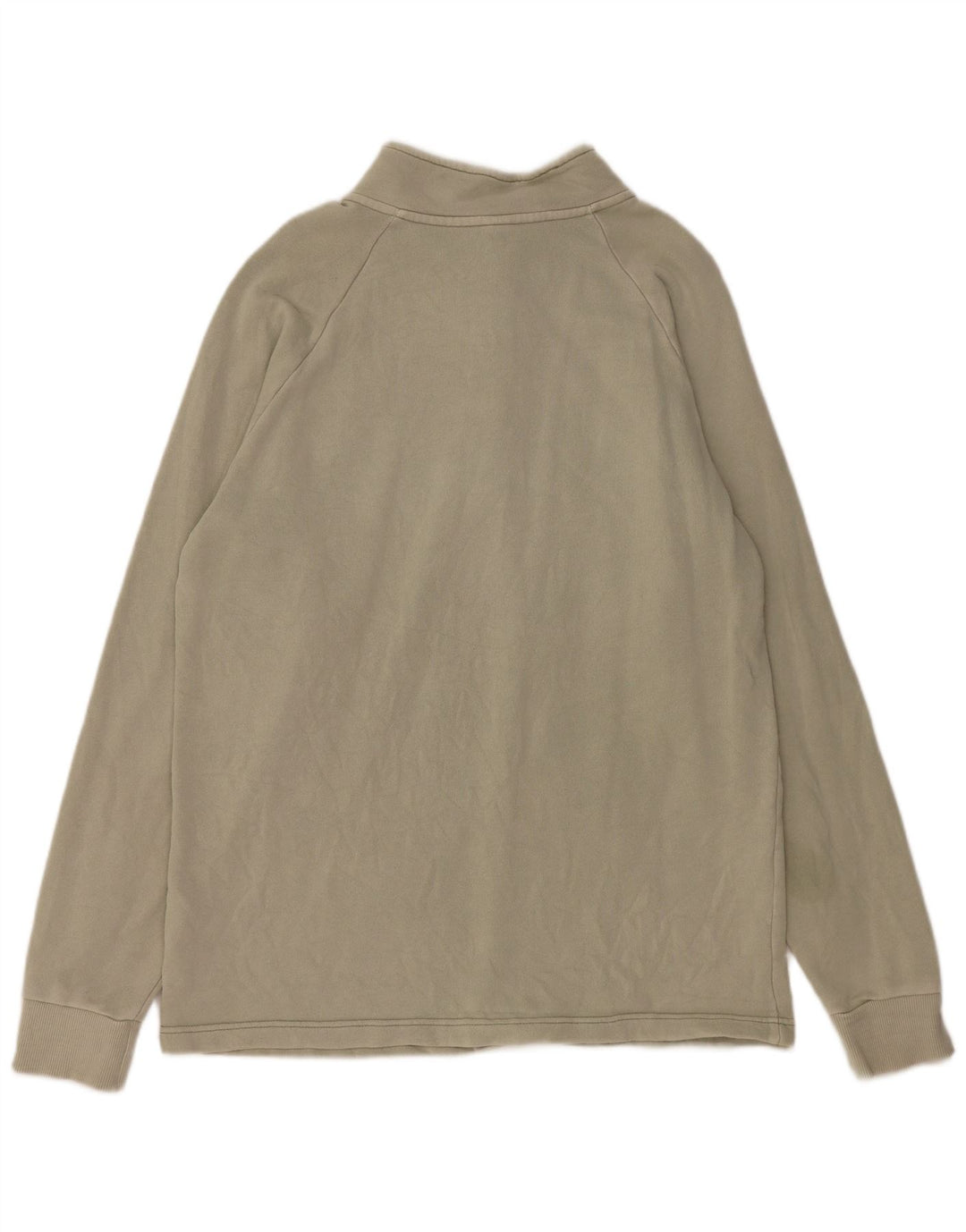 REEBOK Mens Zip Neck Sweatshirt Jumper Large Khaki Cotton