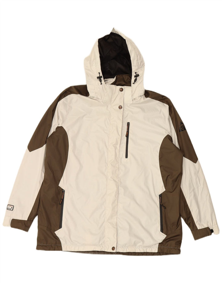 IGUANA Womens Hooded Windbreaker Jacket EU 46 XL White Colourblock