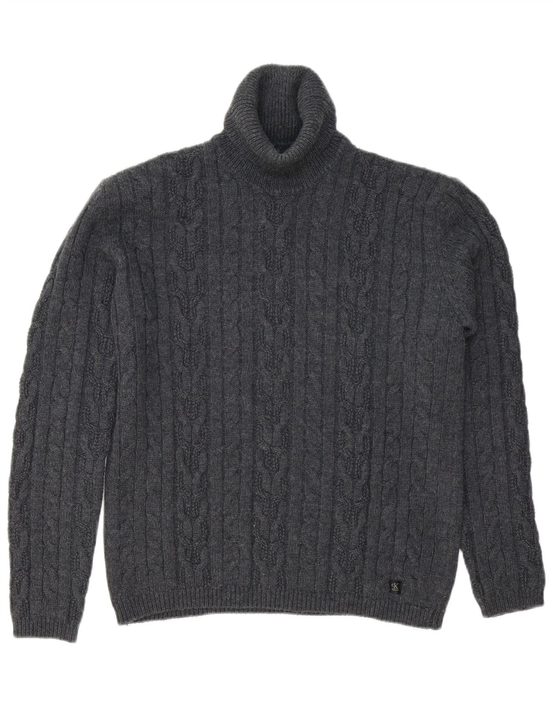 CALVIN KLEIN JEANS Womens Oversized Roll Neck Jumper Sweater UK 18 XL Grey