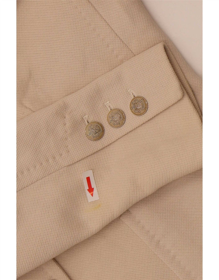 Zara Womens 2 Button Blazer Jacket UK 12 Medium Off White Cotton