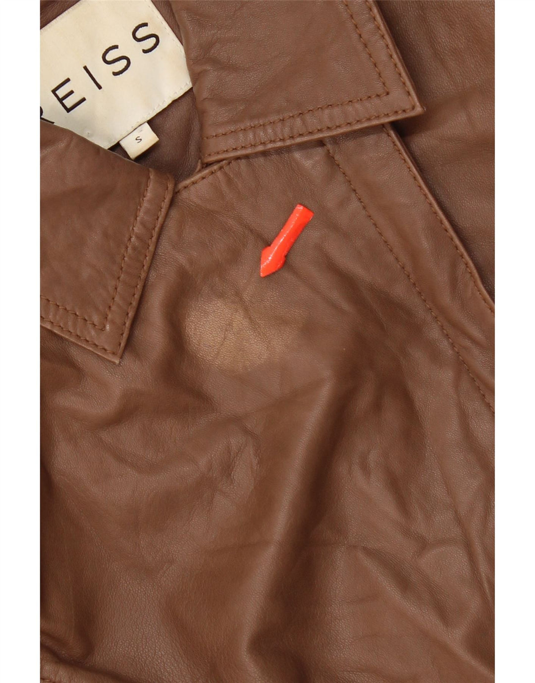 Reiss Womens Crop Leather Jacket UK 10 Small Brown Leather