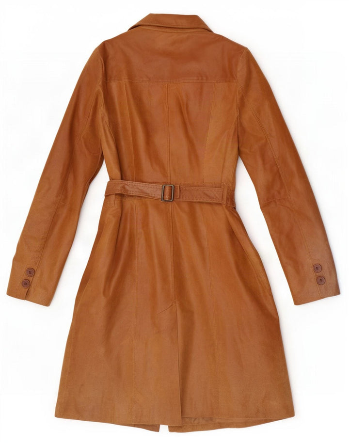 Vintage Womens Leather Coat IT 46 Large Brown